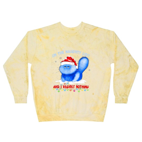 Discover On The Naughty List I Regret Nothing Cat Santa Blast Sweatshirts