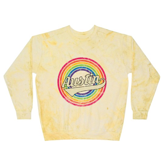 Discover Austin- Retro Rainbow Faded-Style - Austin - Blast Sweatshirts