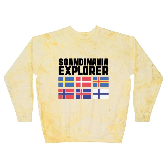 Discover Scandinavia Explorer Flags Iceland Sweden Norway Blast Sweatshirts