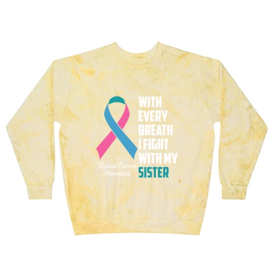 Discover Sister Thyroid Cancer Awareness Blue Pink Teal Rib Blast Sweatshirts