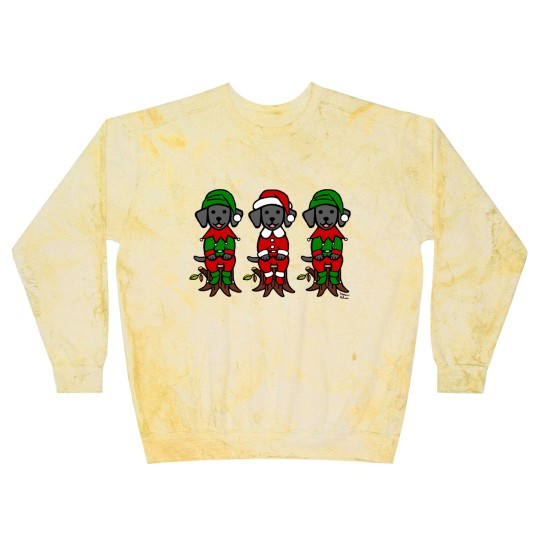 Discover Christmas Three Black Lab Puppies Blast Sweatshirts