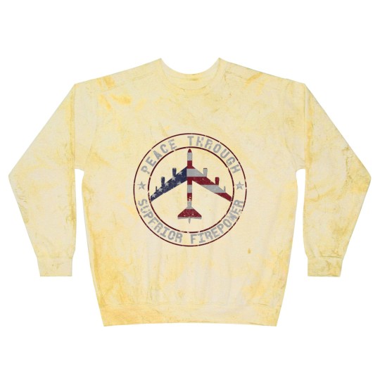 Discover Peace Through Superior Firepower B-52 Stratofortress Design | Classic Blast Sweatshirts