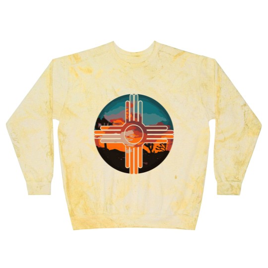 Discover New Mexico Zia Symbol And Landscape Art Blast Sweatshirts Blast Sweatshirts