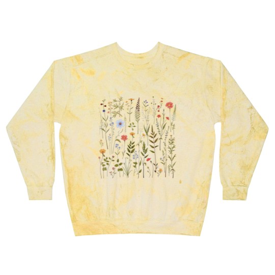 Discover Dried Wildflowers Blast Sweatshirts Boho Style Pressed Wild Flower Blast Sweatshirts