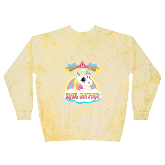 Discover Hail Satan Unicorn Rainbow Painting Drawing Design Blast Sweatshirts