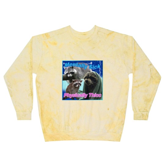 Discover Mentally Sick Physically Thicc Raccoon Meme Blast Sweatshirts, Raccoon Tanuki Blast Sweatshirts