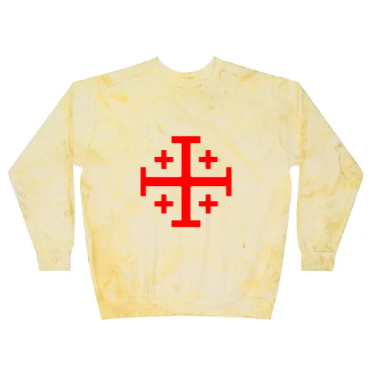 Discover Jerusalem Cross - Red - No Background Blast Sweatshirts