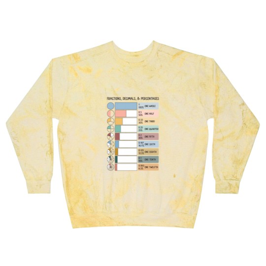 Discover Math Fraction Wheels Decimals and Percentages Educational Art in Muted Boho Rainbow Colors for Kid Blast Sweatshirts