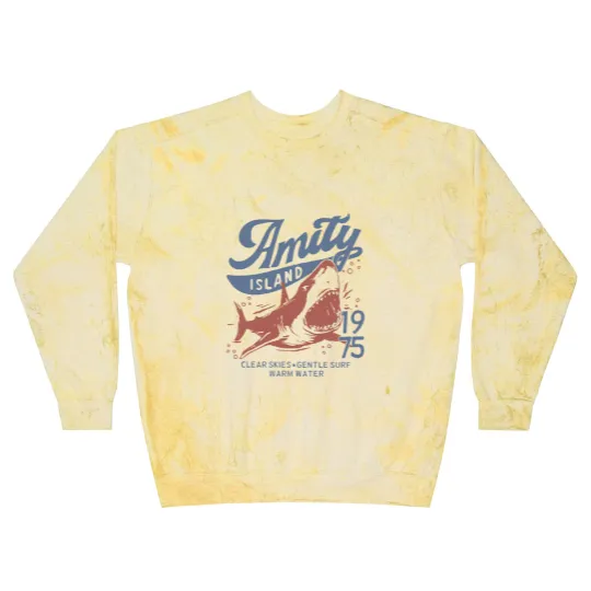 Discover Jaws Amity Island 1975 Clear Skies Gentle Surf Warm Water White Blast Sweatshirts