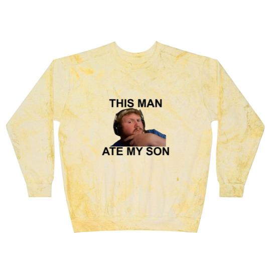 Discover Caseoh This man ate my son funny meme Blast Sweatshirts