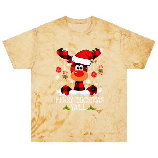 Discover Merry Christmas Ya'll Reindeer Santa Hat Buffalo Red Plaid Blast T Shirts