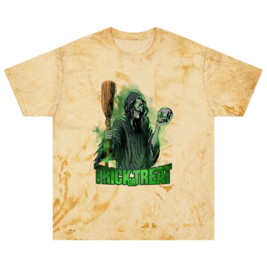 Discover Scary evil Witch with Skull and Broom Halloween Blast T Shirts