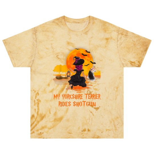 Discover My Yorkshire Terrier Rides Shotgun Dog and Witch Halloween Blast T Shirts