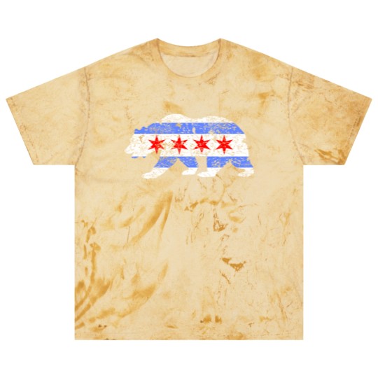 Discover Chicago City Flag Distressed Bear Blast T Shirts
