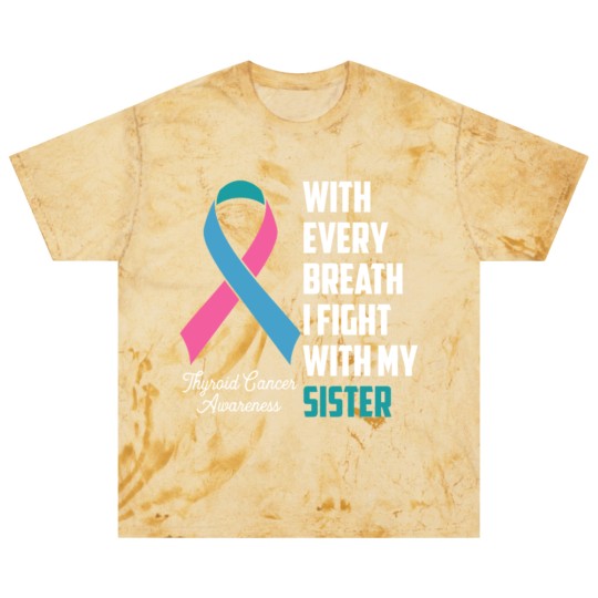 Discover Sister Thyroid Cancer Awareness Blue Pink Teal Rib Blast T Shirts