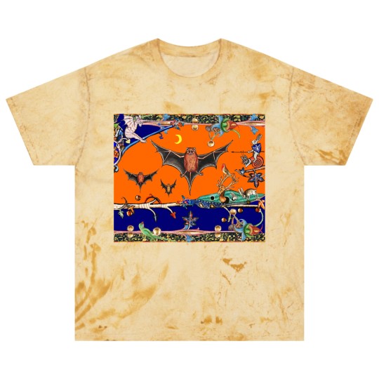 Discover WEIRD MEDIEVAL BESTIARY,FLYING BATS IN NIGHT BLUE Blast T Shirts