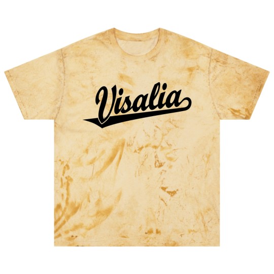 Discover Visalia script logo in black Blast T Shirts