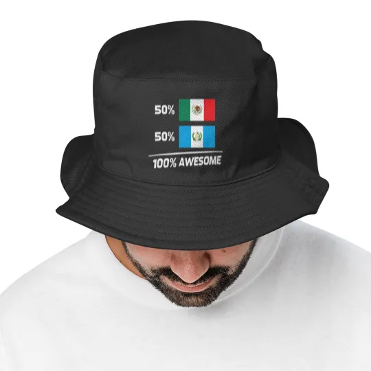 Discover Half Mexican Half Guatemalan Pride Mexico Guatemala Flag Bucket Hats