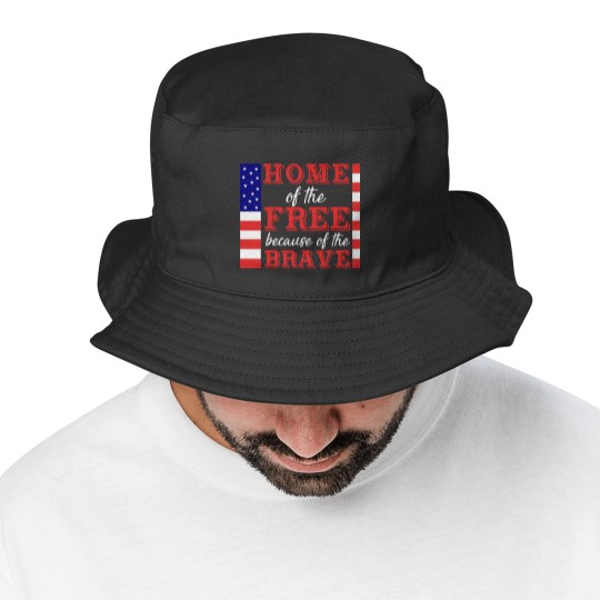 Discover Liberal Bucket Hats, Home Of The Free Because Of The Brave Bucket Hats, Patriotic Bucket Hats, 4th Of July Bucket Hats, Military Wife, Independence Day Bucket Hats