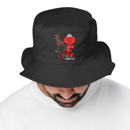 Discover Love Heart Stethoscope Nurse Life Valentine Day 2022 Women Bucket Hats