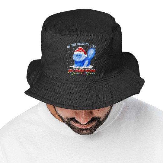 Discover On The Naughty List I Regret Nothing Cat Santa Bucket Hats
