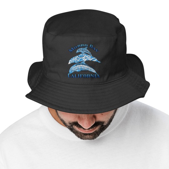 Discover Morro Bay California Vacation Tribal Dolphins Bucket Hats