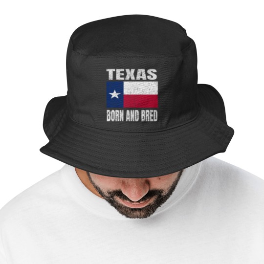Discover Texas Born And Bred - Vintage Texas State Flag Bucket Hats