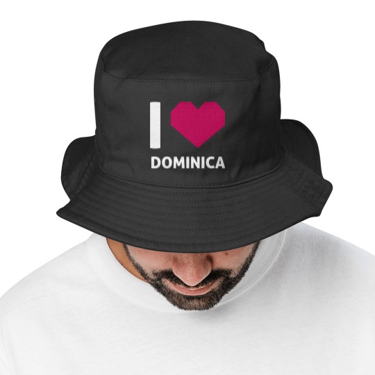Discover I Love Dominica Bucket Hats