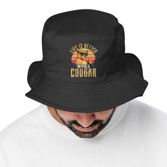 Discover life is better with a cougar funny cougars t Bucket Hats