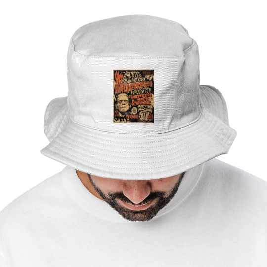 Discover Frankenstein and Wolfman Vintage Retro Halloween , 80's Horror Bucket Hats