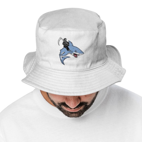 Discover Grim reaper rides a shark Bucket Hats