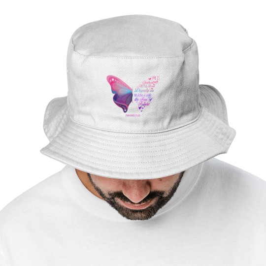 Discover Christian Bible Verse Proverbs 31:25 Butterfly Bucket Hats