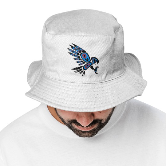 Discover native american red tailed hawk bird Totem tribal Bucket Hats