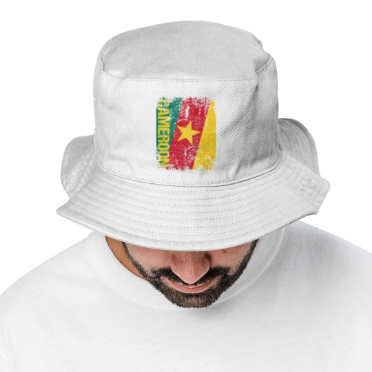 Discover Cameroon Flag Vintage Distressed Bucket Hats