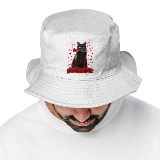 Discover Black Cat Valentines Day Teenager Bucket Hats