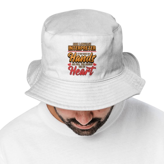 Discover sign language interpreter signpost gesture Bucket Hats