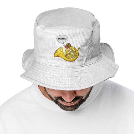 Discover Snail French Horn Shell Pun Musician Gift Bucket Hats