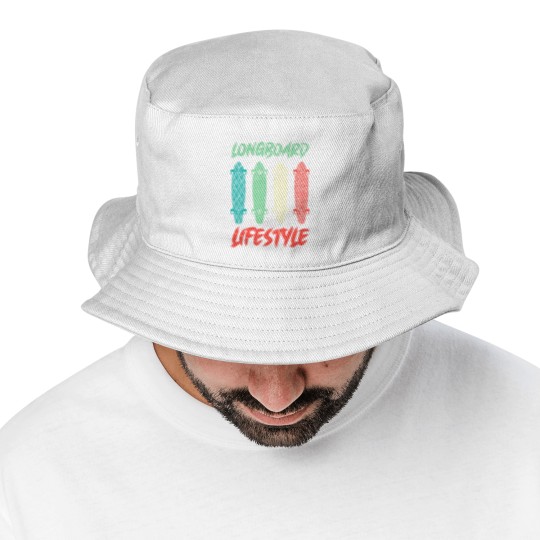 Discover Longboard Lifestyle Skateboarder Saying Gift Bucket Hats