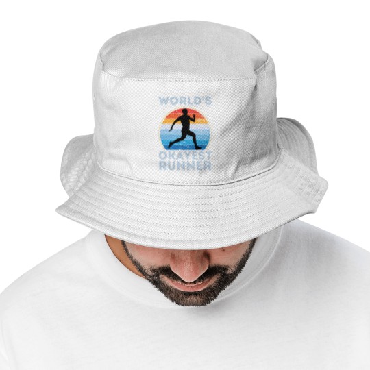 Discover World's Okayest Runner Funny Running Man Sayings Bucket Hats