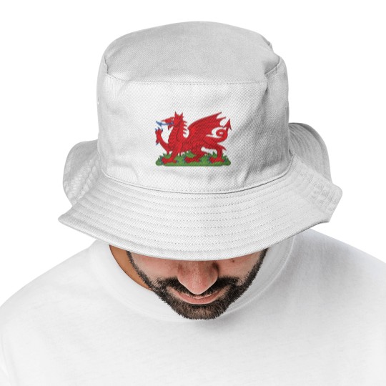 Discover Wales Red Dragon National Flag Symbol Bucket Hats