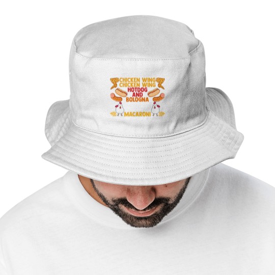 Discover Chicken Wing Macaroni Song Foodie Music Lover Bucket Hats