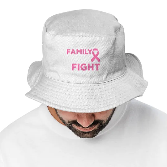Discover In This Family We Fight Together Pink Ribbon Breast Cancer Bucket Hats