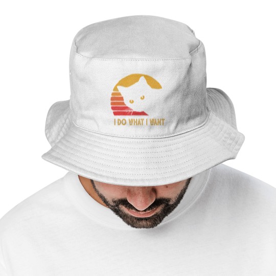 Discover Retro I do what I want with my cat funny gift Bucket Hats