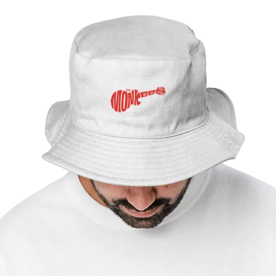 Discover The Monkees Classic Red Guitar Logo White Bucket Hats