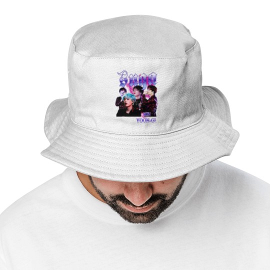 Discover Retro Suga BTS Unisex Black Bucket Hats