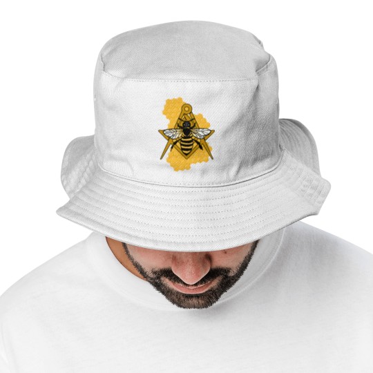 Discover Masonic Emblem with Bee and Beehive Bucket Hats
