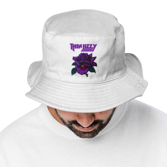 Discover Thin Lizzy Purple Rose Pop Rock Band Black Bucket Hats