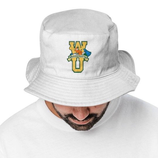 Discover Rocky and Bullwinkle Wossamotta U Logo Bucket Hats
