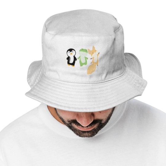 Discover Penguin frog fox cute animals for kids animal fun Bucket Hats