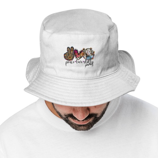Discover Love Peace & Dolly Parton Unisex Jersey Short Sleeve Bucket Hats